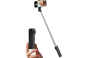 Viozon Portable Selfie Stick, Lightweight Extendable Stainless Steel Tube,All-in-One Compact Selfie Stick with Wireless Remote Compatible with 4-7" iPhone/Android Phones for Vlog/Travel/Filming, Black