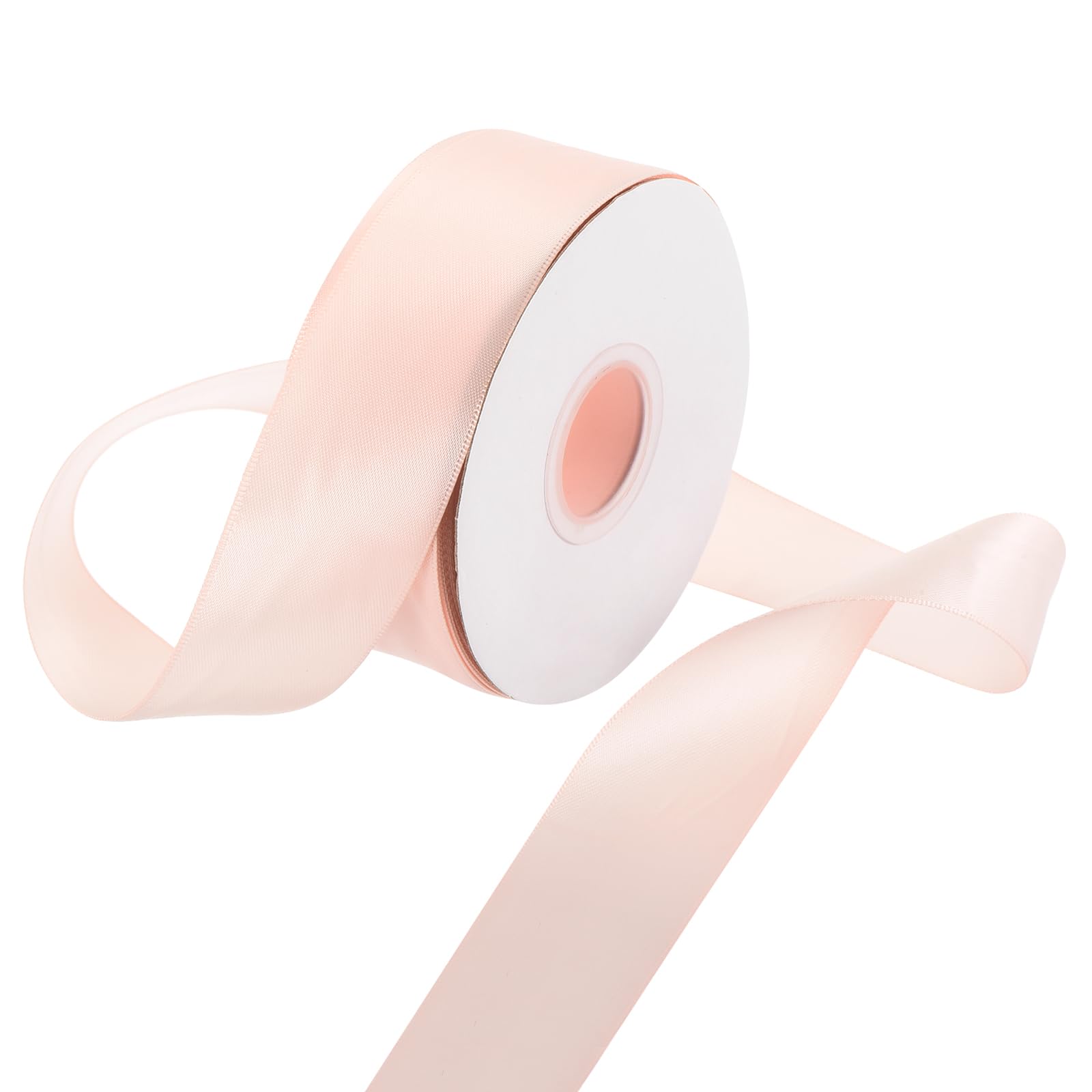 Rebower 32mm Satin Ribbon 23m Thick Double Face Grosgrain Silk Ribbon, [for Gift Wrapping, Hair Bows, Wedding, Cake, Flower] - 25 Yard/75ft/Apricot