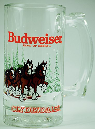 Budweiser Clydesdales Beer Glass Mug 1989 Anheuser-Bush Inc