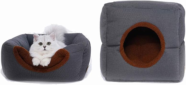 Amazon ペットのベッドの洞窟 猫の子猫と取り外し可能なクッションパッドが付いている小さいペットのための屋内の囲まれた覆われた洞窟 家 Mujing クッション マット マルチカバー 通販
