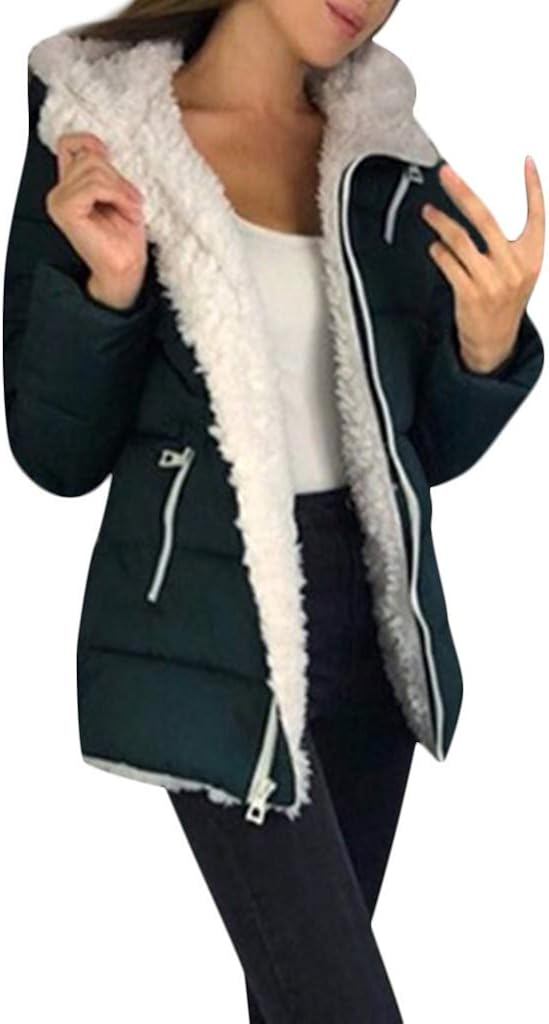 Xinantime Womens Winter Thicken Coats Long Sleeve Warm Jacket Outerwear Zipper Coat Plus Size Warm Tunic