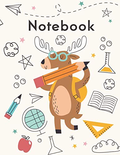 Notebook: A Large 8.5" x 11" Cute School Moose Notepad: (100 Lined Pages)