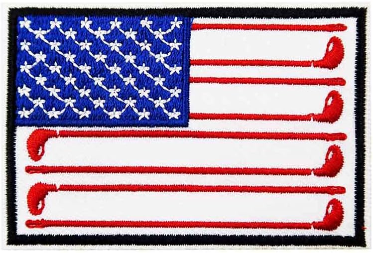 Mixed Media - American Flag Golf Embroidered Iron On Patch Golf Shirt Bag Hats DIY