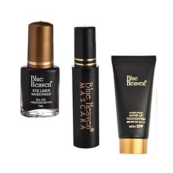 Blue Heaven Regular Eye Liner and Mascara and Foundation Tube