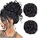 Stamped Glorious 100% Real Human Bun Extensions Mixed Brown Messy Hair Scrunchies chignon hairpiece natural hair for women Kids Donut Updo Ponytail Hair Chignons (Natural Black), 2 Count