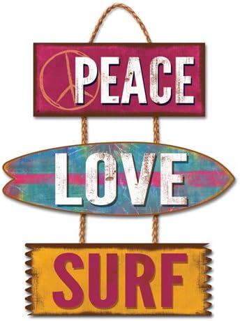 Highland Home Peace Love Surf Laser Cut Trio Sign, 12 x 18 inches