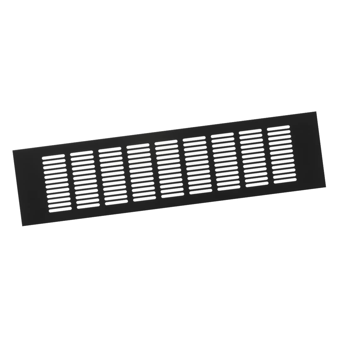 100x400mm Air Vent Cover - Aluminium Ventilation Grille - Black Furniture Grill for Door, Wardrobe, Radiator