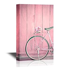 Canvas Wall Art - Vintage Bicycle on Wooden House Wall - Gallery Wrap Modern Home Art | Ready to Hang - 12x18 inches