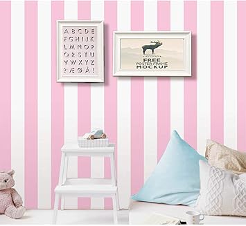 Self Adhesive Vinyl Pink And White Stripe Peel And Stick Wallpaper Shelf Liner For Walls Nursery Girls Bedroom Cabinets Dresser Drawer Furniture Decal Removable Waterproof 17 7x117 Inches Amazon Com
