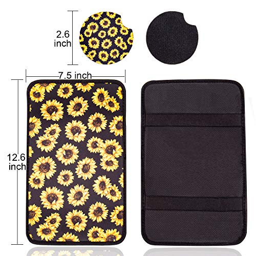 Evankin Auto Center Console Cover,Universal Fit Soft Comfort Center Console Armrest Cushion for Car,Neoprene Sunflower Stylish Pattern Design Car Armrest Cover(Sunflower) - Thumbnail 4