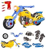 ToyThrill Take Apart Toy Motorcycle - Build Your Own Motor Bike, Fix Remodel, Ride and Play with Included Power Drill - Lights and Sounds - More Than 20 Pieces - by