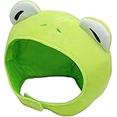 TAORANJU Frog Shaped Plush Hat - Green Anime Novelty Headwear for Funny Parties, Kids and Adults