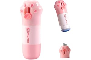 RiskOrb Cute Mini Box Cutter & Thermal Paper Correction Pen,10ML, Identity Theft Protection Roller Stamp,Pink Cat's Paw