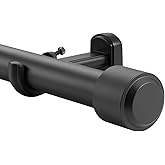 Heavy Duty Curtain Rods, 1 1/8 Inch Diameter Single Curtain Rod 72-144Inch(6-12ft) Extendable Length with End Caps Adjustable