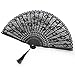 OULII Hand Fan Paper Fans Wedding Fans for Party Favor Fancy Dress (Black)