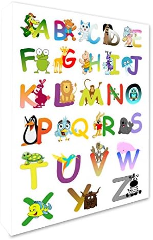 ABC Animal Alphabet Children's Nursery Bedroom Wall Hanging Picture Wall Canvas Print (A1 (30X20) INCH)