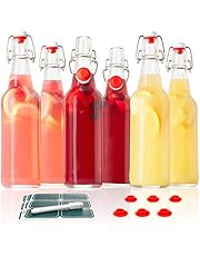 Otis Classic Swing Top Glass Bottles - Set of 6, 16oz w/Marker & Labels - Parent