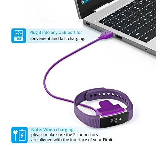 Cablor 2PCS Charger for Fitbit Alta , 30cm Fitbit Alta Replacement USB Charging Cable for Fibit Alta Band Wireless, Quality Power Charging Cord - Purple (No reset button)