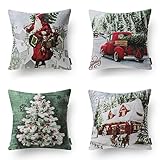 Phantoscope Set of 4 Merry Christmas Modern Santa Clause Throw Pillow Case Cushion Cover 18