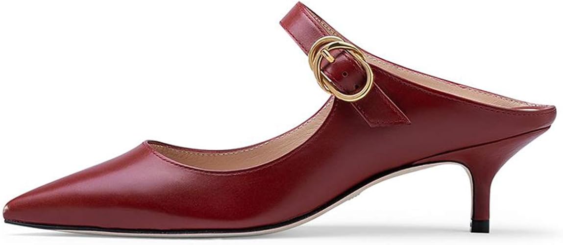 Amazon.com | YDN Women's Slingback Pointed Toe Mary Jane Pumps Stiletto Kitten Low Heel Sandals 