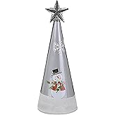 Red Carpet Studios LED Lighted Christmas Holiday Décor - Glass Tree with Cute Snowman Scene, 6.9" Tall, Medium