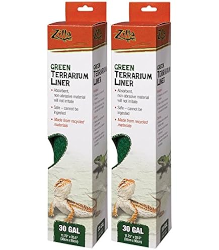 Zilla Reptile Terrarium Bedding Liner - 2 Pack Green Substrate Mat