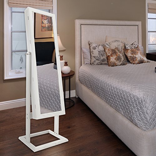 Bonnlo Jewelry Armoire Mirror with Lock & Keys, LEDs Feature