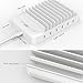 FlePow 10-Port USB Charging Station Dock with Built-in Charge Cables(Patented Retractable Design) Organizer for Smart Phones & Tablets, White