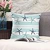 BaoNews Coastal Navy Blue Pillow Covers, Coastal Starfish Repeat Pattern Navy Turquoise Square 16 x 16 Inches Decorative…