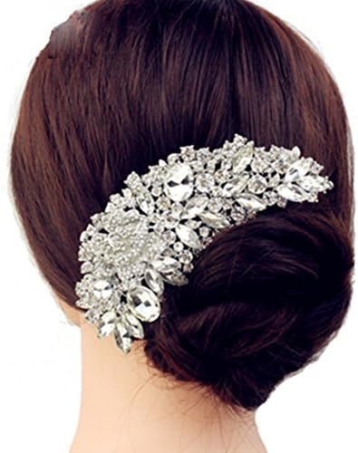Luxury Bridal Wedding Flower Crystal Rhinestone Hair Clip Comb Pin Drops Alloy Bridesmaid wedding Accessories Jewelry