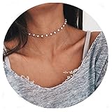 Fancymix Adjustable Chain Disc Imitation-Pearls Choker Necklace For Women Gold Tone