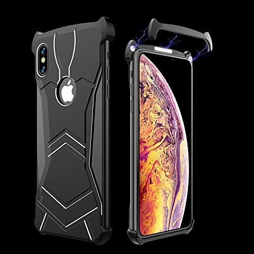 TONW FASHION Phone Case R-JUST Magnet Adsorption Metal Polished Texture Phone Case for iPhone XR (Black) (Color : Black)