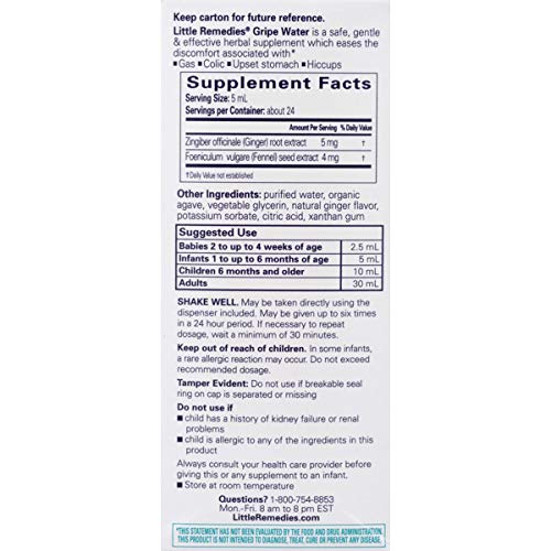 Little Remedies Gripe WaterNo Alcohol, Sodium Bicarbonate, Artificial