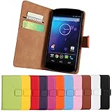Nexus 4 Case iCoverCase Premium Leather [Card Slot] Wallet Case Kickstand Phone Shell [Book Flip] Cover for LG Google Nexus 4 E960 (Black)