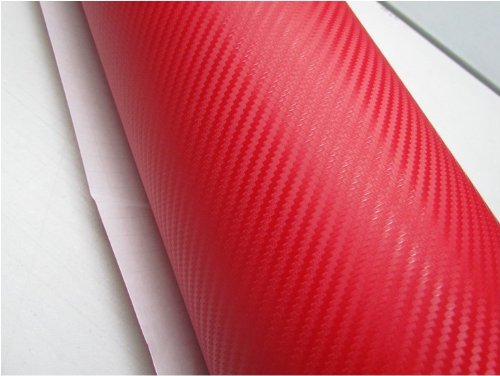 Red 3D Flexible Carbon Fiber Vinyl Wrap Film 60"x24"