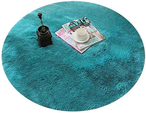 Shaggy Ultra Soft Round Area Rugs Living Room Carpet Bedroom Plush carpet For Children & Adult Decorator Floor Rug (Blue, 80*80cm)