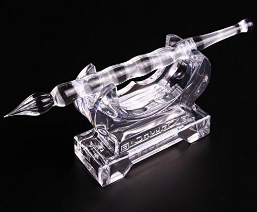Pure Color Crystal Glass Handmade Dip pen Retro Signature Pen-1pc (transparent)