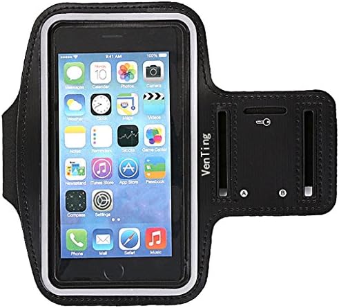 Sports Running Armband With Key Holder For IPhone 7 / 6 / 6S Plus ( 5.5 - Inch ) , Samsung Galaxy S7 / S6 / S5 , Note 7 / 5 / 4 , Google Nexus 6P , Water Resistant , Free Extension Band , Black