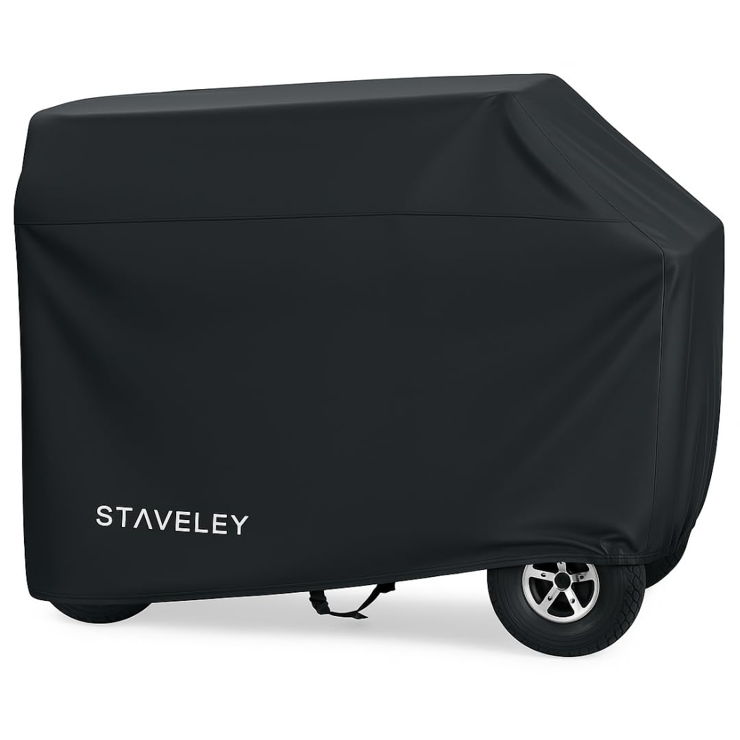 Staveley LARGE Mobility Scooter Cover | Waterproof Outdoor Storage Protection for Scooters All-Season Use and Long-Lasting Material Black 137cm x 90cm x 66cm,