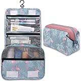 2 Pieces Toiletry Bag Multifunction Hanging Cosmetic Bag Portable Organizer Makeup Bags Pouch Large Capacity Waterproof Travel Bag for Women Girls Men,Blue Flamingo