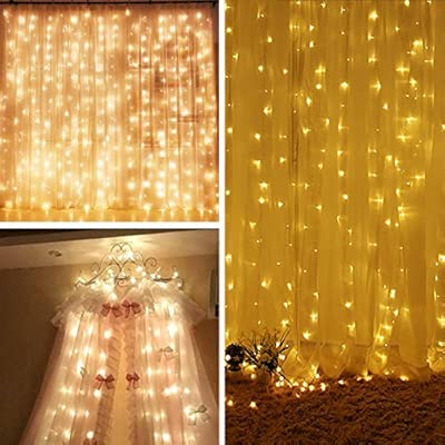 Aolvo Battery Operated 300 Led Curtain String Lights 9 8 X 9 8ft