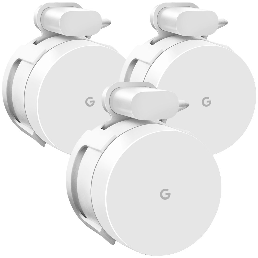 AMORTEK [Upgraded] Google Wifi Wall Mount 3 Pack, Wifi Accessories for Google Mesh Wifi System and Google Wifi Router Without Messy Wires or Screws (White(3 Pack)) by AMORTEK