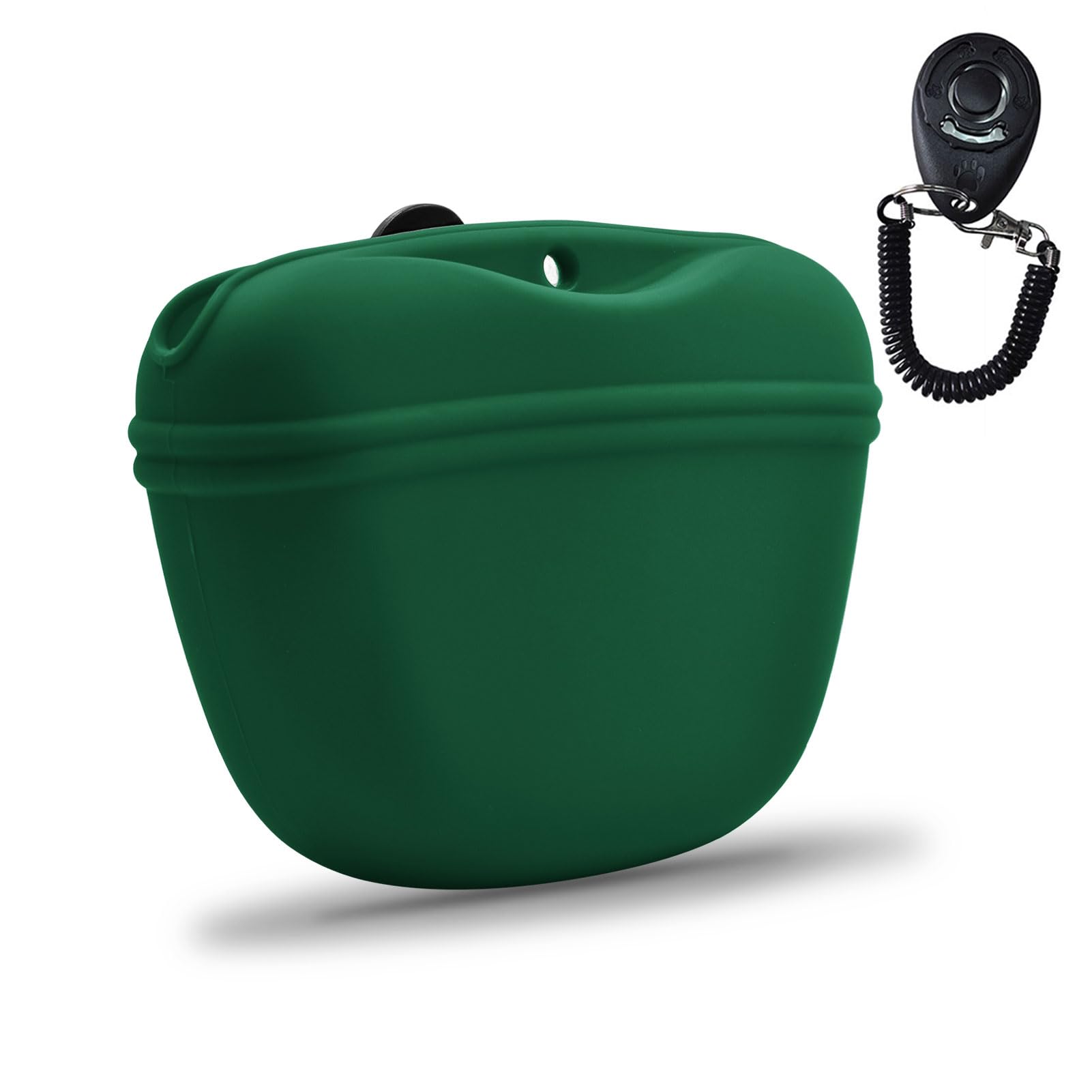 AUDWUD Silicone Dog Treat Pouch,Clip on Portable Training Container,Convenient Magnetic Buckle Closing and Waist Clip,No BPA