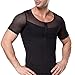 Tulucky Men's Short Sleeve Slimming Body Shirts Front Zipper Shaper Tank Tops (XXL, Black)