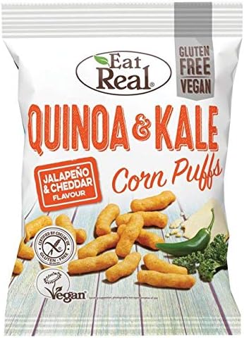 Eat Real Quinoa & Kale Puffs - Jalapeno & Cheddar 40g (Pack of 12)