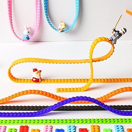 JZH Multicolor Silicone Toy Building Block Tape, Non-Toxic Safe, Cuttable Washable Reusable Block Tape For Kids Building Block Toys. (10 Rolls)