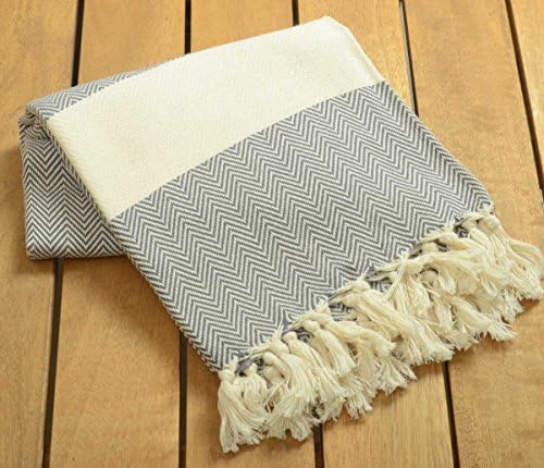 SALE %50 Turkish Towel High Quality Chevron Design Turkish Cotton Bath and Beach Towel - Gray - Spa Sauna Yoga Hammam Fouta Table Cloth Yachting