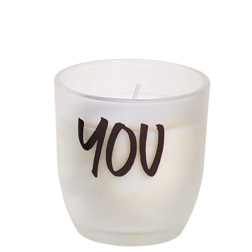 Spaas 6 Unscented Candles in Frosted Glass, 25 Hours, 'You', White
