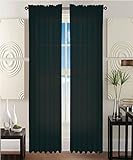 2 Piece Solid Black Sheer Window Curtains/drape/panels/treatment 54