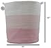 Cotton Rope Basket for Storage and Organization in Baby Nursery or Kids Room | Extra Large 18” x 16” Decorative Laundry Hamper, Organizer for Blankets, Towels, Toys, Books | Pink/White